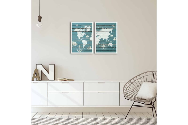 Koristeellinen kehystetty MDF Taulu (2 kpl) - Sisustustuotteet - Taulu & taide - Canvas-taulu