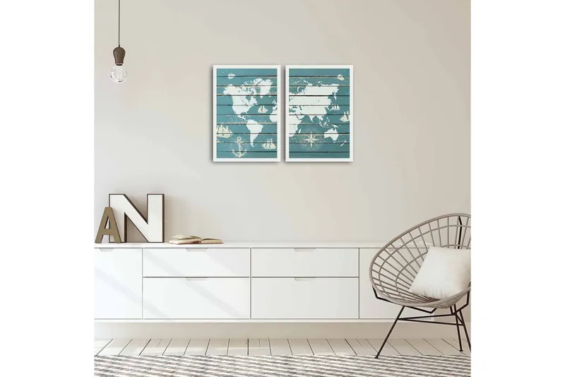 Koristeellinen kehystetty MDF Taulu (2 kpl) - Sisustustuotteet - Taulu & taide - Canvas-taulu