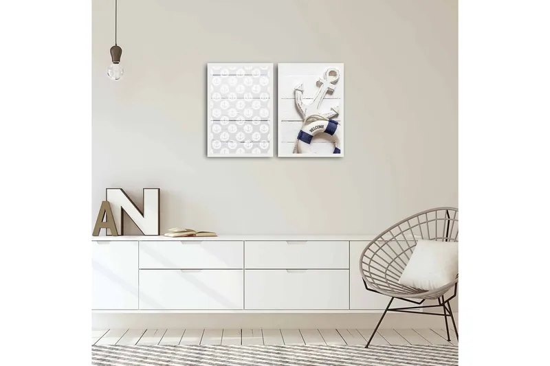 Koristeellinen kehystetty MDF Taulu (2 kpl) - Sisustustuotteet - Taulu & taide - Canvas-taulu