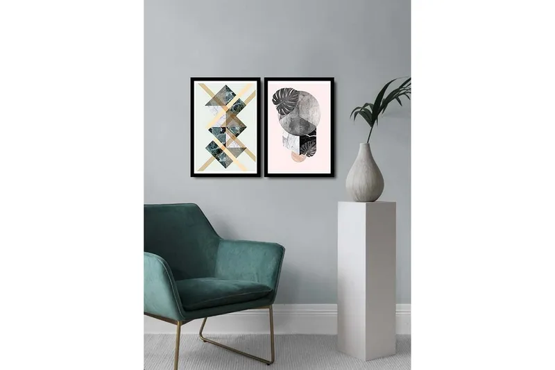 Koristeellinen kehystetty MDF Taulu (2 kpl) - Sisustustuotteet - Taulu & taide - Canvas-taulu