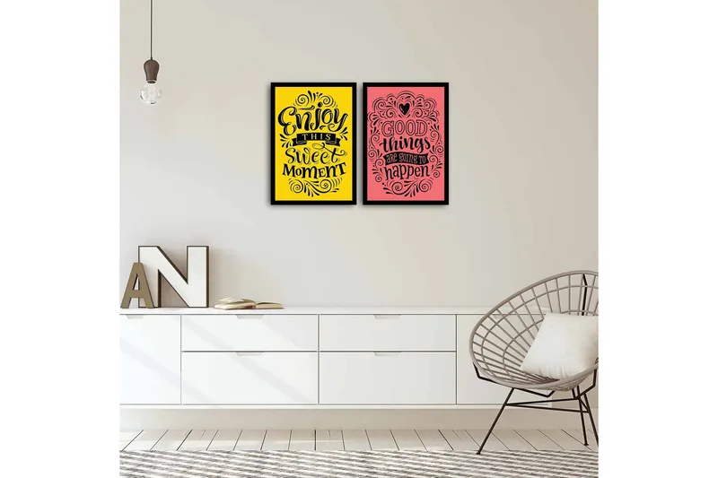 Koristeellinen kehystetty MDF Taulu (2 kpl) - Sisustustuotteet - Taulu & taide - Canvas-taulu