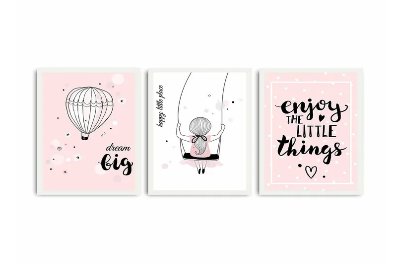 Koristeellinen kehystetty MDF Taulu (3 kpl), undefined