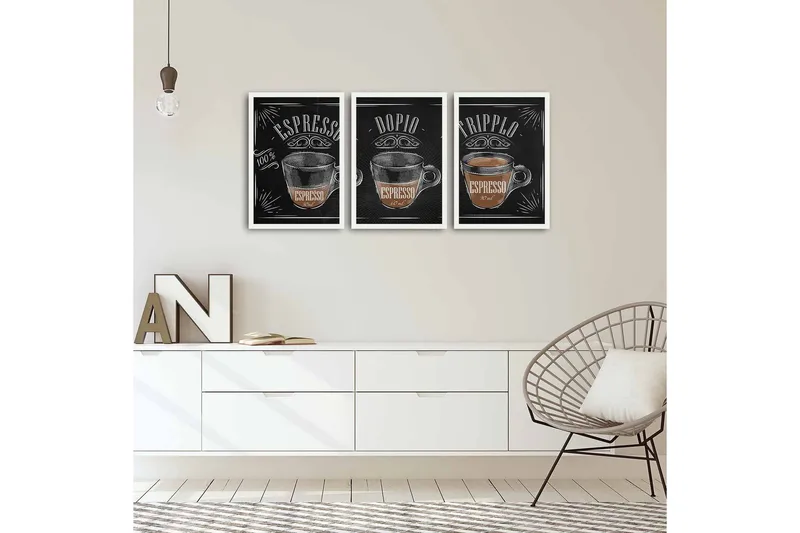 Koristeellinen kehystetty MDF Taulu (3 kpl) - Sisustustuotteet - Taulu & taide - Canvas-taulu