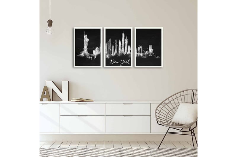 Koristeellinen kehystetty MDF Taulu (3 kpl) - Sisustustuotteet - Taulu & taide - Canvas-taulu