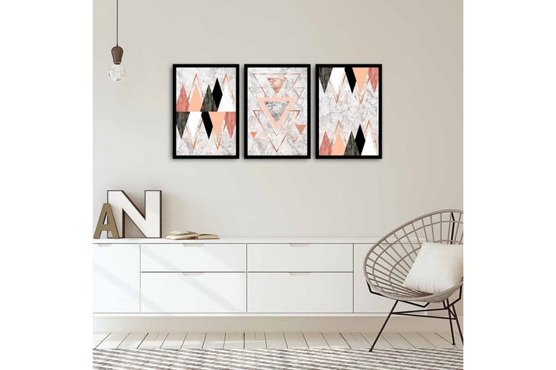 Koristeellinen kehystetty MDF Taulu (3 kpl) - Sisustustuotteet - Taulu & taide - Canvas-taulu