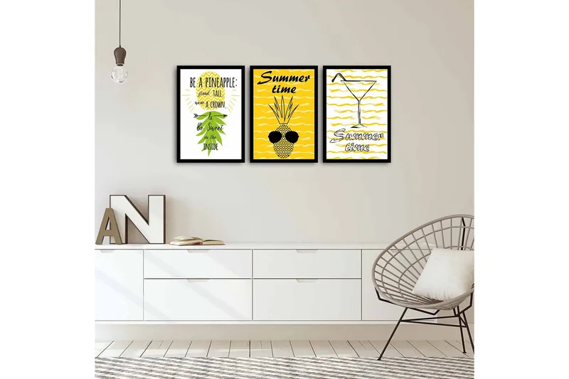 Koristeellinen kehystetty MDF Taulu (3 kpl) - Sisustustuotteet - Taulu & taide - Canvas-taulu