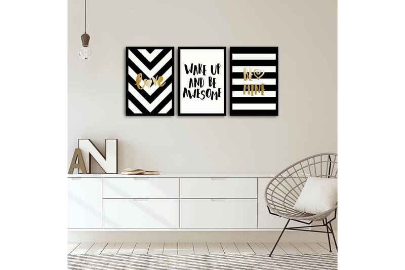 Koristeellinen kehystetty MDF Taulu (3 kpl) - Sisustustuotteet - Taulu & taide - Canvas-taulu