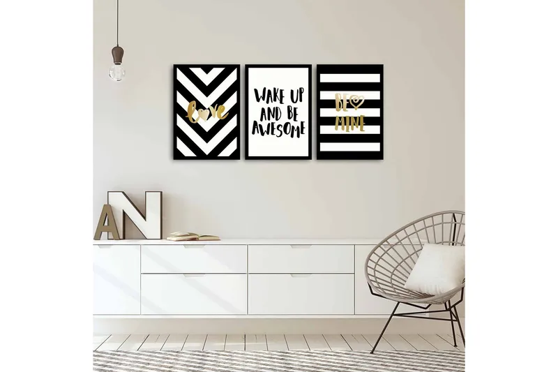 Koristeellinen kehystetty MDF Taulu (3 kpl) - Sisustustuotteet - Taulu & taide - Canvas-taulu