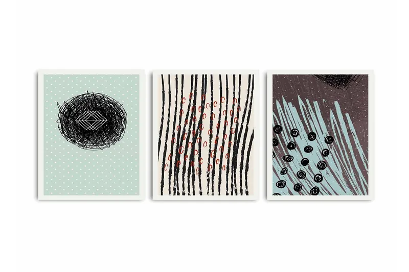 Koristeellinen kehystetty MDF Taulu (3 kpl) - Sisustustuotteet - Taulu & taide - Canvas-taulu