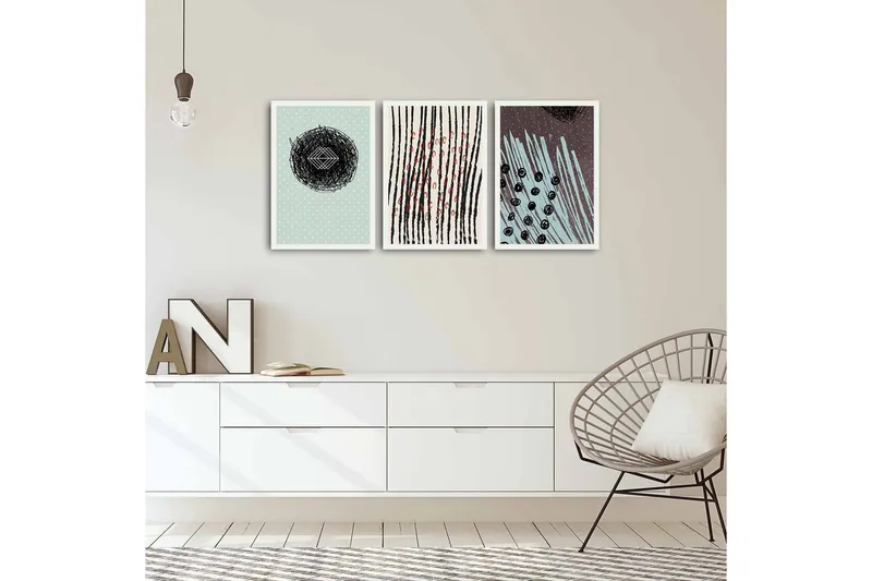 Koristeellinen kehystetty MDF Taulu (3 kpl) - Sisustustuotteet - Taulu & taide - Canvas-taulu