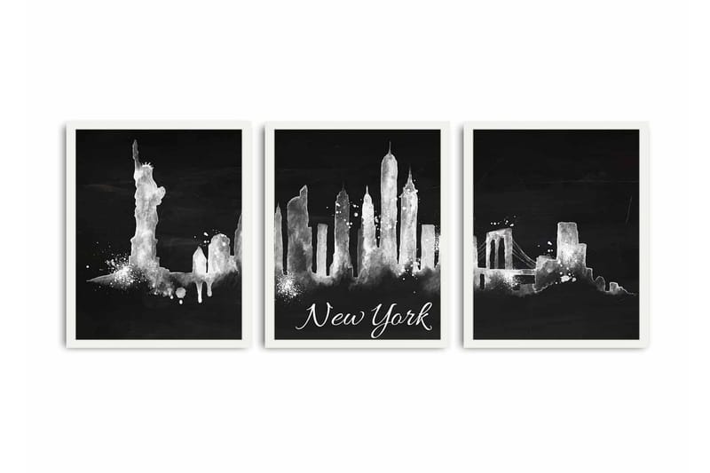 Koristeellinen kehystetty MDF Taulu (3 kpl), undefined