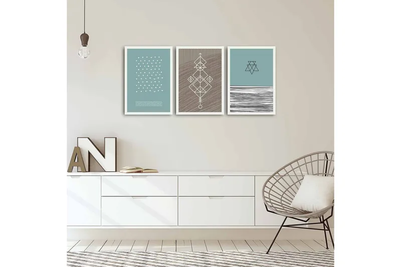 Koristeellinen kehystetty MDF Taulu (3 kpl) - Sisustustuotteet - Taulu & taide - Canvas-taulu