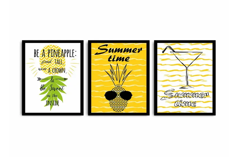 Koristeellinen kehystetty MDF Taulu (3 kpl), undefined