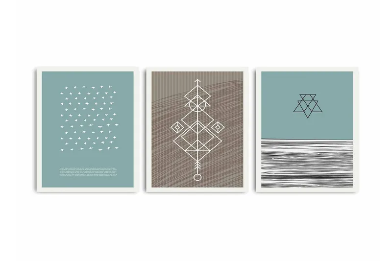 Koristeellinen kehystetty MDF Taulu (3 kpl), undefined