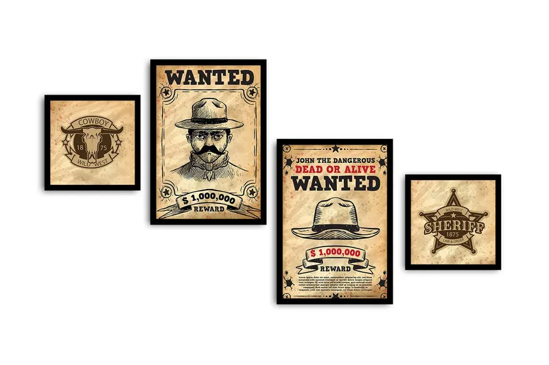 Koristeellinen kehystetty MDF Taulu (4 kpl), undefined