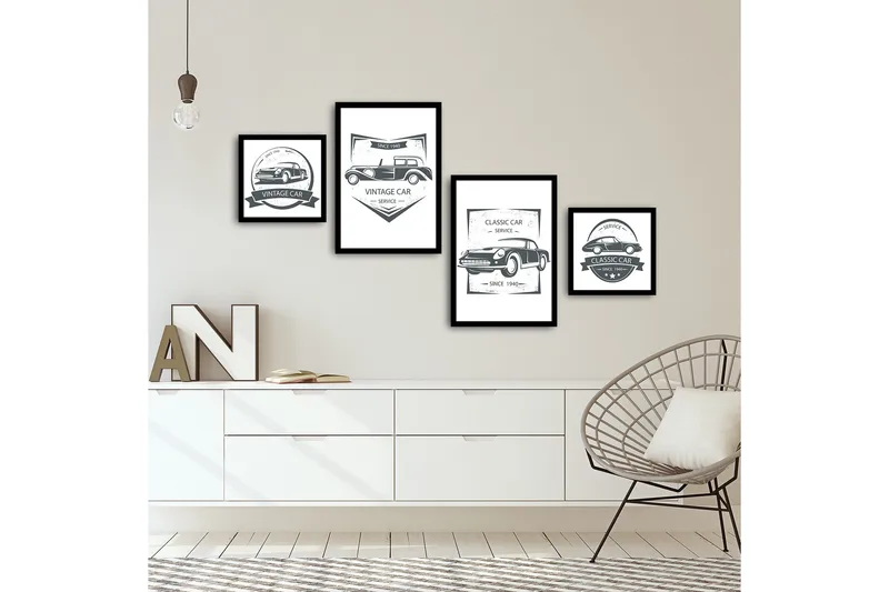 Koristeellinen kehystetty MDF Taulu (4 kpl) - Sisustustuotteet - Taulu & taide - Canvas-taulu