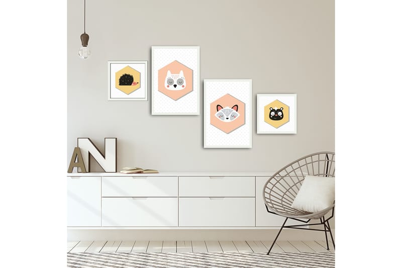 Koristeellinen kehystetty MDF Taulu (4 kpl) - Sisustustuotteet - Taulu & taide - Canvas-taulu