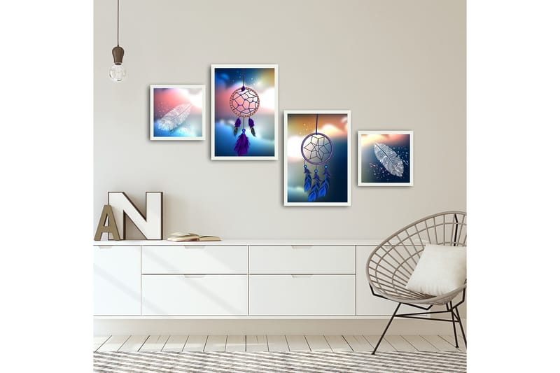 Koristeellinen kehystetty MDF Taulu (4 kpl) - Sisustustuotteet - Taulu & taide - Canvas-taulu