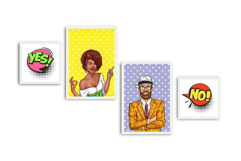 Koristeellinen kehystetty MDF Taulu (4 kpl) - Sisustustuotteet - Taulu & taide - Canvas-taulu