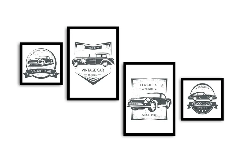 Koristeellinen kehystetty MDF Taulu (4 kpl) - Sisustustuotteet - Taulu & taide - Canvas-taulu