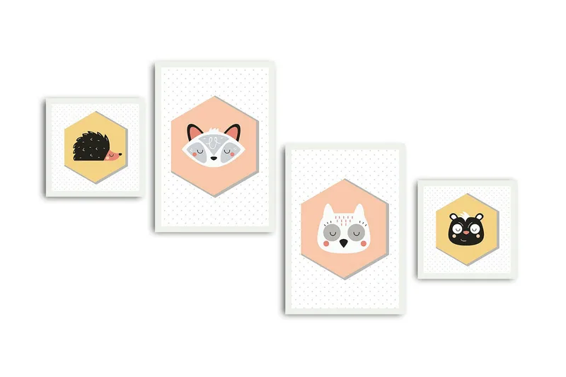 Koristeellinen kehystetty MDF Taulu (4 kpl), undefined