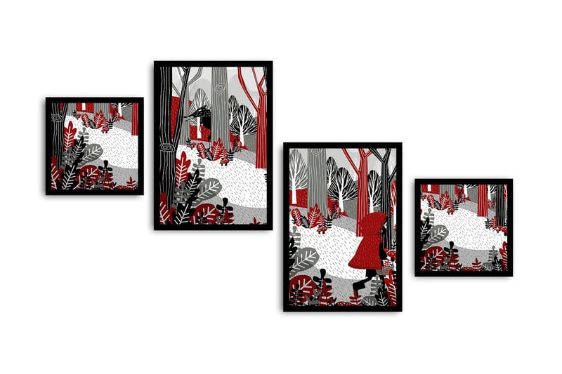 Koristeellinen kehystetty MDF Taulu (4 kpl) - Sisustustuotteet - Taulu & taide - Canvas-taulu