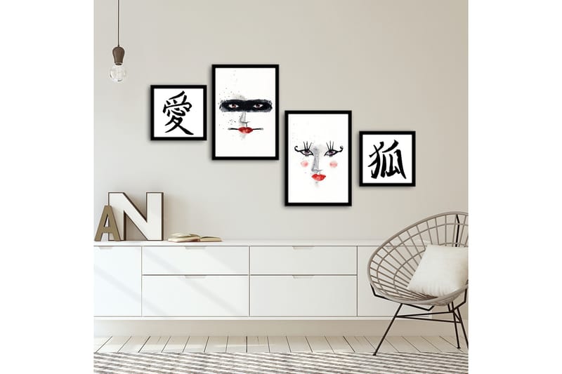 Koristeellinen kehystetty MDF Taulu (4 kpl) - Sisustustuotteet - Taulu & taide - Canvas-taulu