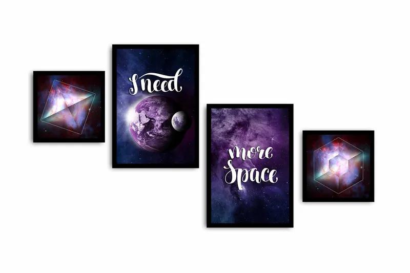 Koristeellinen kehystetty MDF Taulu (4 kpl), undefined