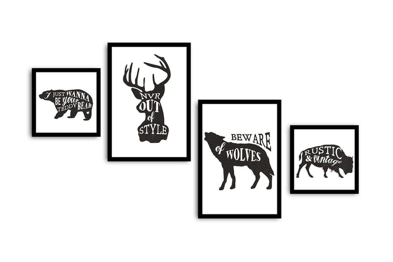 Koristeellinen kehystetty MDF Taulu (4 kpl) - Sisustustuotteet - Taulu & taide - Canvas-taulu