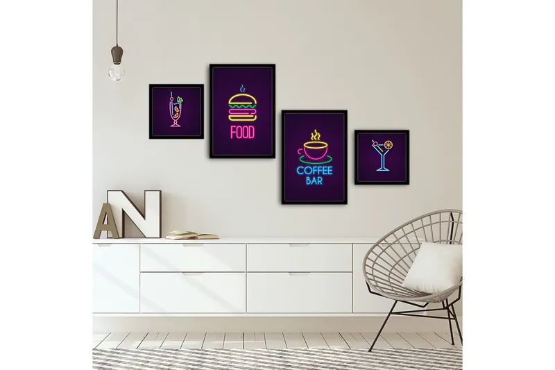 Koristeellinen kehystetty MDF Taulu (4 kpl) - Sisustustuotteet - Taulu & taide - Canvas-taulu