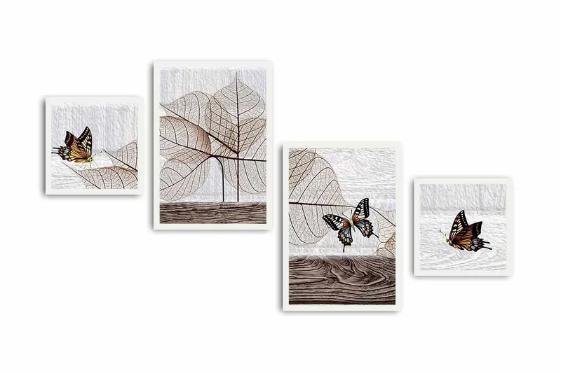 Koristeellinen kehystetty MDF Taulu (4 kpl) - Sisustustuotteet - Taulu & taide - Canvas-taulu