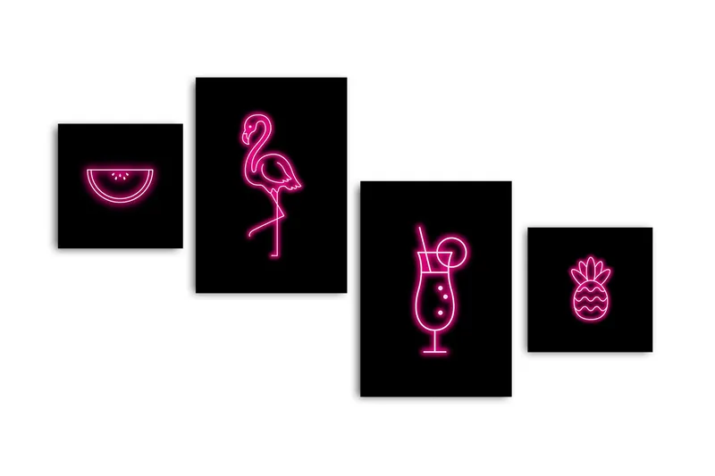 Koristeellinen kehystetty MDF Taulu (4 kpl), undefined