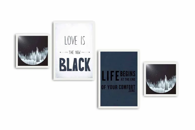 Koristeellinen kehystetty MDF Taulu (4 kpl) - Sisustustuotteet - Taulu & taide - Canvas-taulu