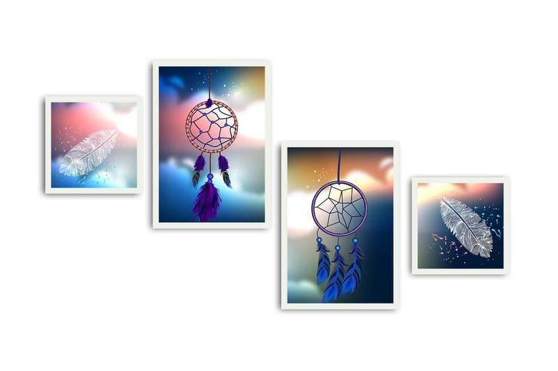 Koristeellinen kehystetty MDF Taulu (4 kpl) - Sisustustuotteet - Taulu & taide - Canvas-taulu