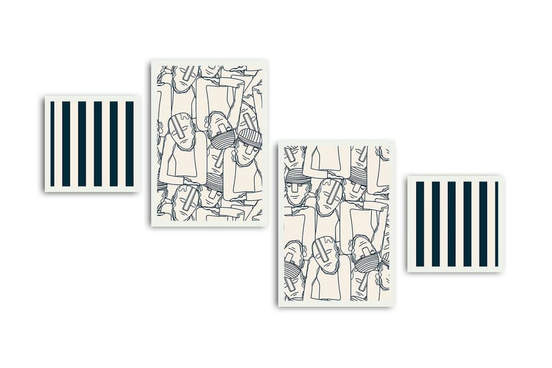 Koristeellinen kehystetty MDF Taulu (4 kpl) - Sisustustuotteet - Taulu & taide - Canvas-taulu