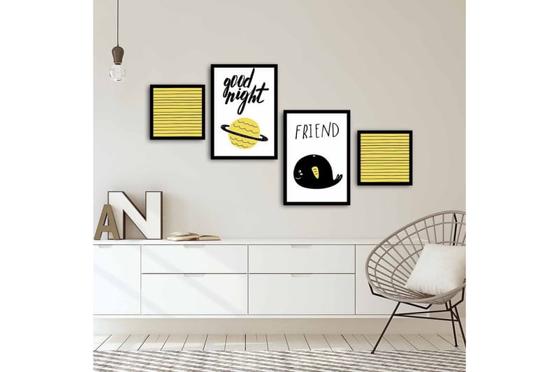 Koristeellinen kehystetty MDF Taulu (4 kpl) - Sisustustuotteet - Taulu & taide - Canvas-taulu