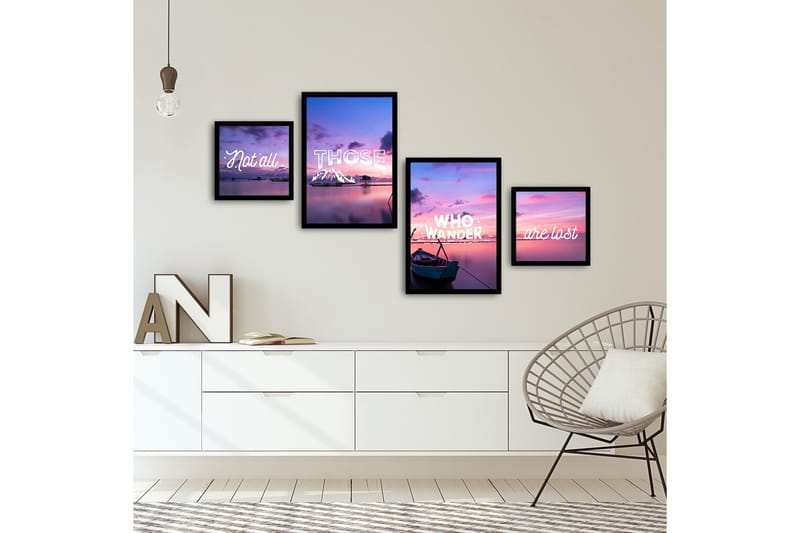 Koristeellinen kehystetty MDF Taulu (4 kpl) - Sisustustuotteet - Taulu & taide - Canvas-taulu