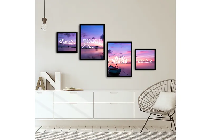 Koristeellinen kehystetty MDF Taulu (4 kpl) - Sisustustuotteet - Taulu & taide - Canvas-taulu