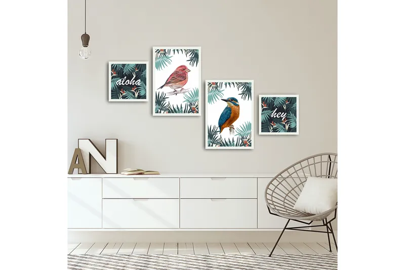 Koristeellinen kehystetty MDF Taulu (4 kpl) - Sisustustuotteet - Taulu & taide - Canvas-taulu