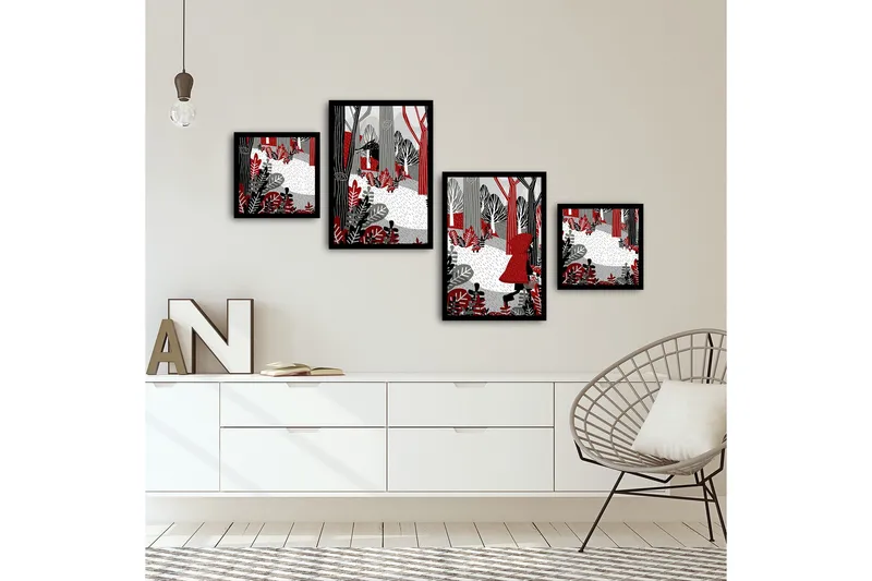 Koristeellinen kehystetty MDF Taulu (4 kpl) - Sisustustuotteet - Taulu & taide - Canvas-taulu