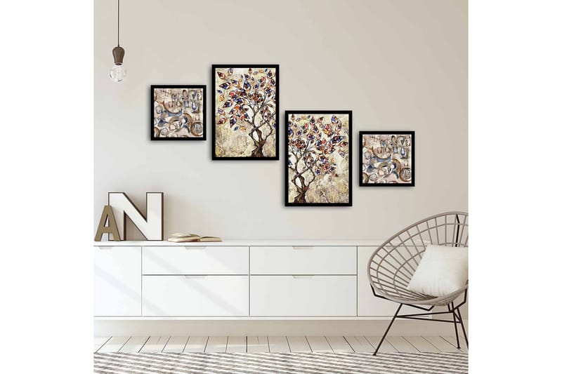 Koristeellinen kehystetty MDF Taulu (4 kpl) - Sisustustuotteet - Taulu & taide - Canvas-taulu