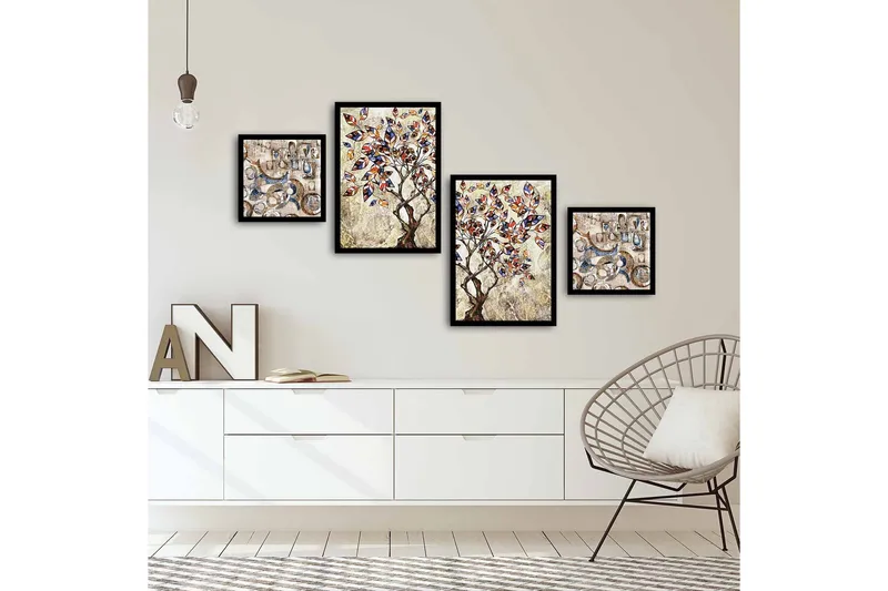 Koristeellinen kehystetty MDF Taulu (4 kpl) - Sisustustuotteet - Taulu & taide - Canvas-taulu