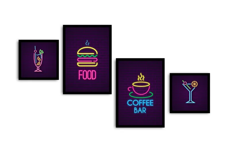 Koristeellinen kehystetty MDF Taulu (4 kpl) - Sisustustuotteet - Taulu & taide - Canvas-taulu