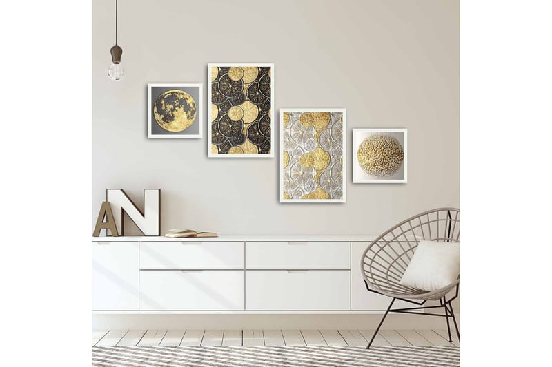 Koristeellinen kehystetty MDF Taulu (4 kpl) - Sisustustuotteet - Taulu & taide - Canvas-taulu