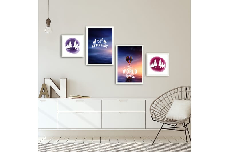 Koristeellinen kehystetty MDF Taulu (4 kpl) - Sisustustuotteet - Taulu & taide - Canvas-taulu