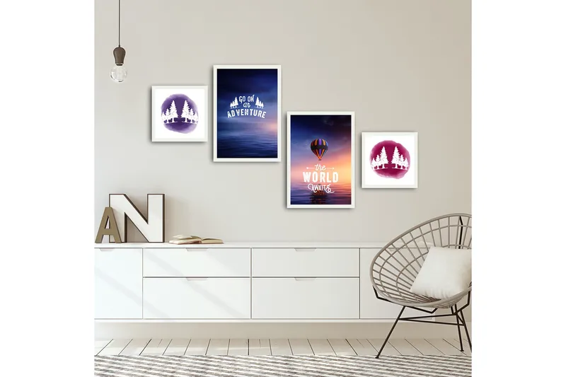 Koristeellinen kehystetty MDF Taulu (4 kpl) - Sisustustuotteet - Taulu & taide - Canvas-taulu