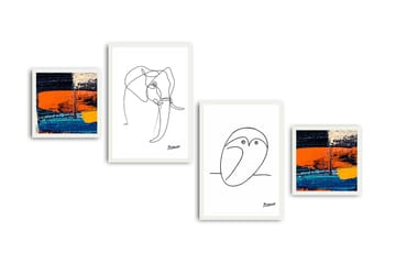 Koristeellinen kehystetty MDF Taulu (4 kpl) - Sisustustuotteet - Taulu & taide - Canvas-taulu
