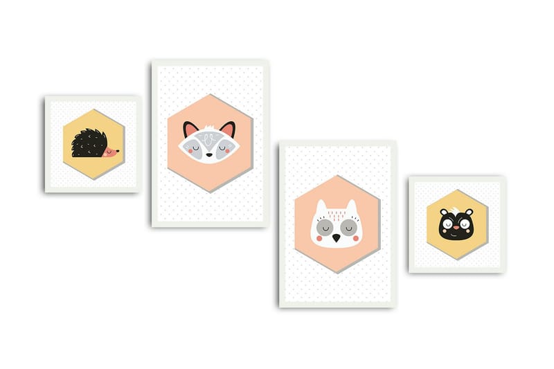 Koristeellinen kehystetty MDF Taulu (4 kpl) - Sisustustuotteet - Taulu & taide - Canvas-taulu