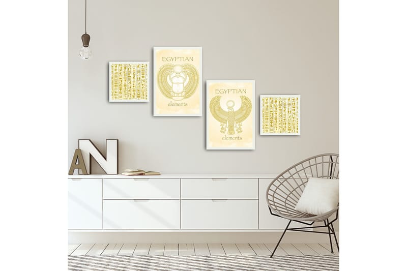 Koristeellinen kehystetty MDF Taulu (4 kpl) - Sisustustuotteet - Taulu & taide - Canvas-taulu