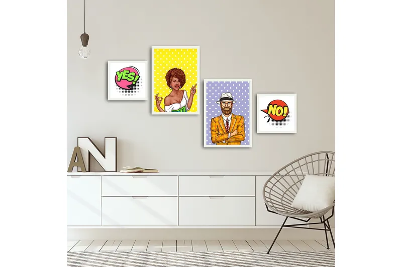 Koristeellinen kehystetty MDF Taulu (4 kpl) - Sisustustuotteet - Taulu & taide - Canvas-taulu